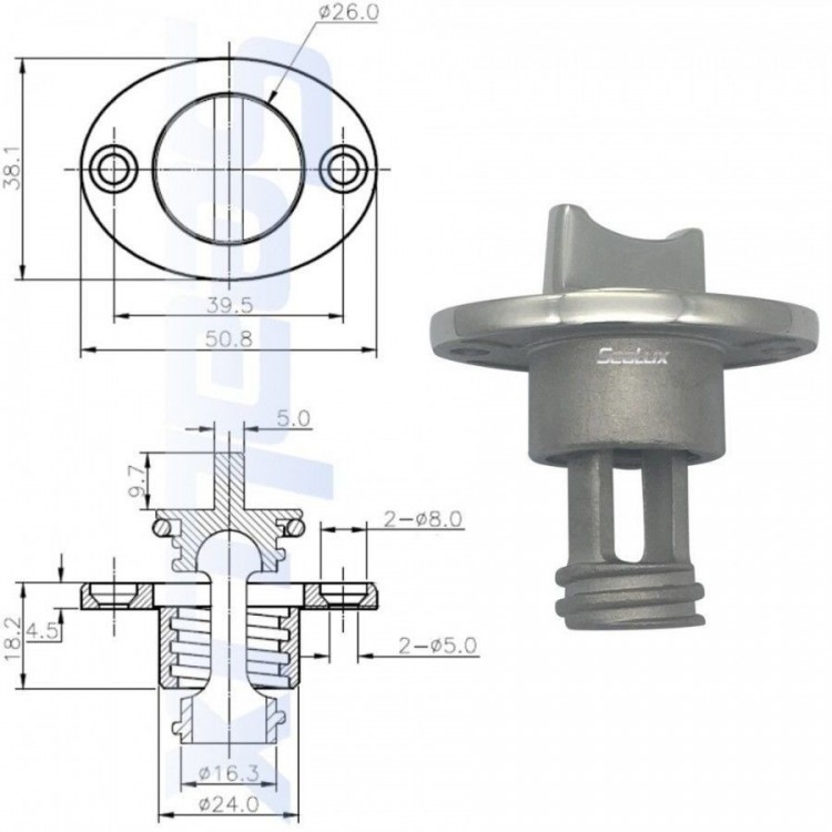 SLT 316 Stainless Steel Universal Boat Oval Drain Plug