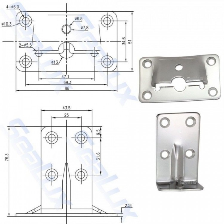 Marine Grade 304 Stainless Steel Table Bracket Set for House Boat Marine Accessories Hardware  - 5
