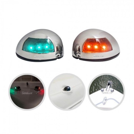 LED Navigation Light Green+Red 304 Stainless Steel for Boat Yacht Fishing