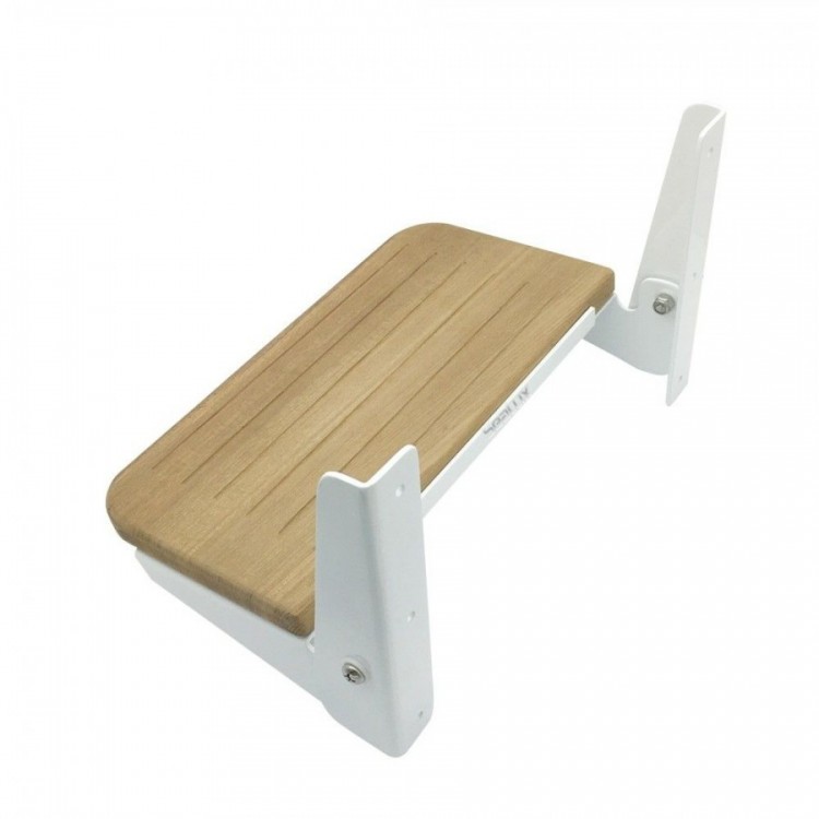 Fold Up Footrest with Teak and Aluminum Hardware Boat Accessories Beautiful Finish  - 4