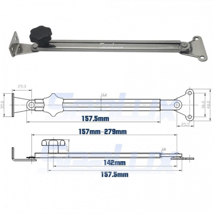 SLT 6" 316 Stainless Steel Boat Hatch Adjuster