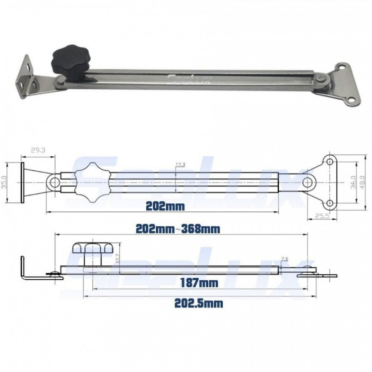 SLT 8" 316 Stainless Steel Boat Hatch Adjuster