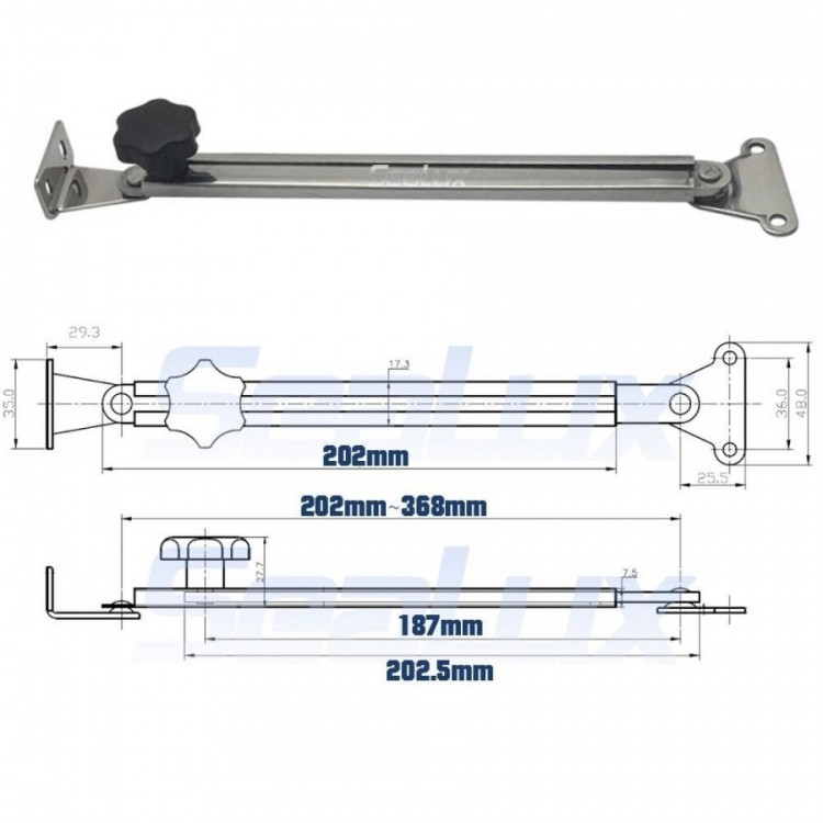 10 inch Hatch Adjuster for Yacht Boat Stainless Steel Marine Hardware  - 6