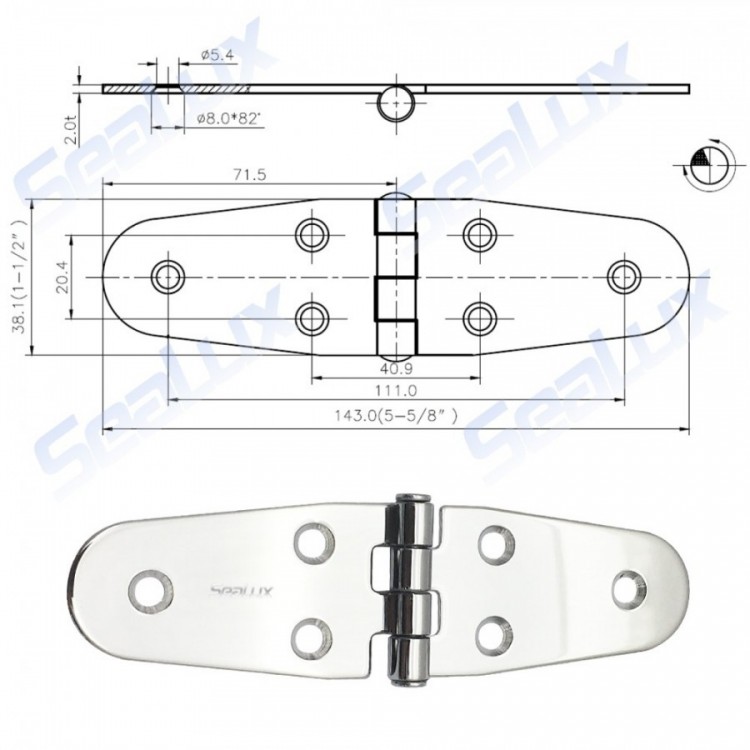 SLT Stainless Steel Door Hinges with 6 Mounting Holes