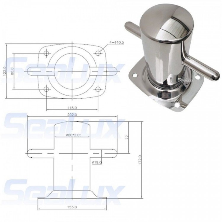 SLT Extra Large 316 Stainless Steel Marine Bollard