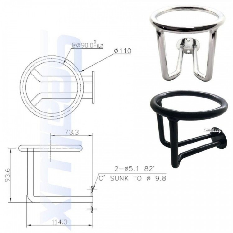 SLT 2 pcs per set Stainless Steel Ring Drink Cup Holder SLT - 8