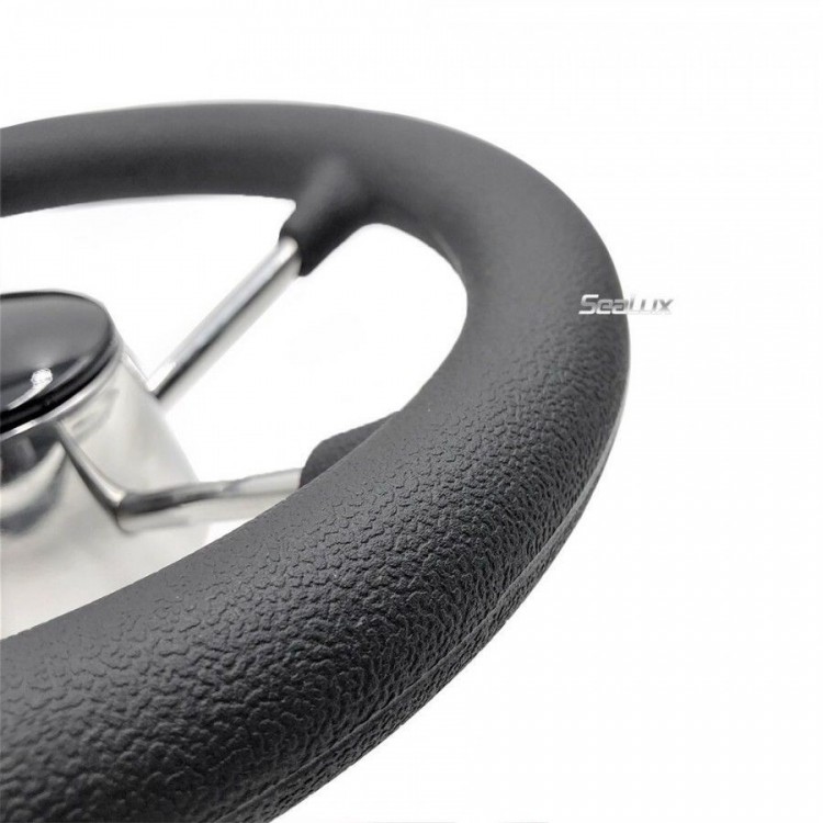 SLT 11" Stainless Steel Steering Wheel with PU Foam and Black PC Cap SLT - 2