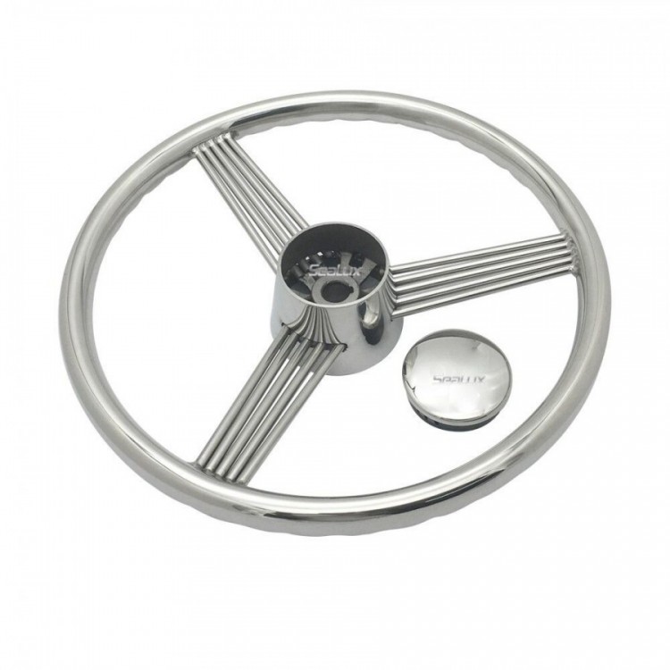 SLT 13.5" Stainless Steel Spike Design Sports Steering Wheel with Hand Grip SLT - 3