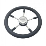 SLT 13-7/8" Stainless Steel Sports Steering Wheel with Black PU Foam SLT - 1