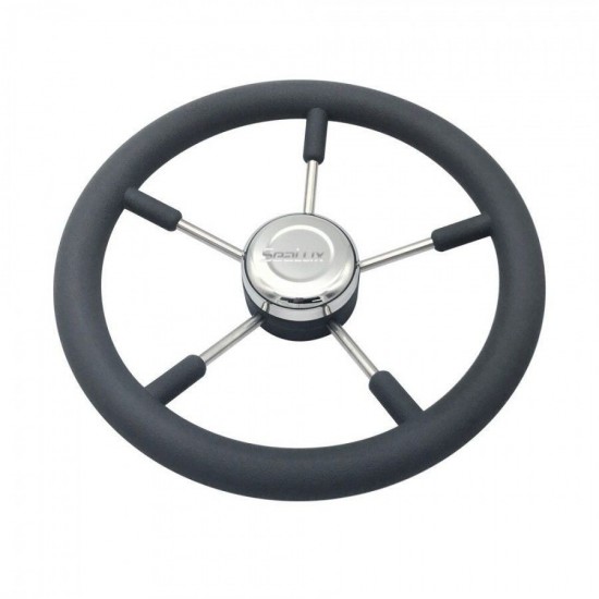 13-7/8 inch Stainless Steel Sport Steering Wheel with Black PU Foam for Marine Boat Yacht Accessories  - 1