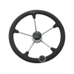 15.5 inch Steering Wheel with F1 Knob 304 Stainless Steel Body and PU Foam for Comfort Boat Accessories Yacht  - 1