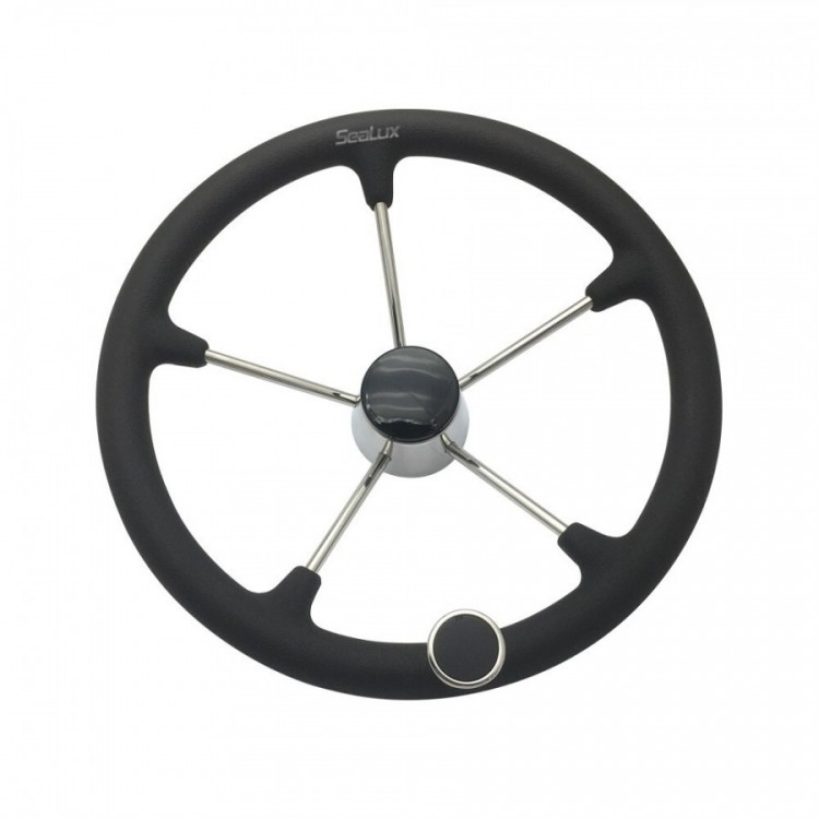 SLT 15.5" Stainless Steel Steering Wheel with PU Foam and F1 Knob SLT - 1