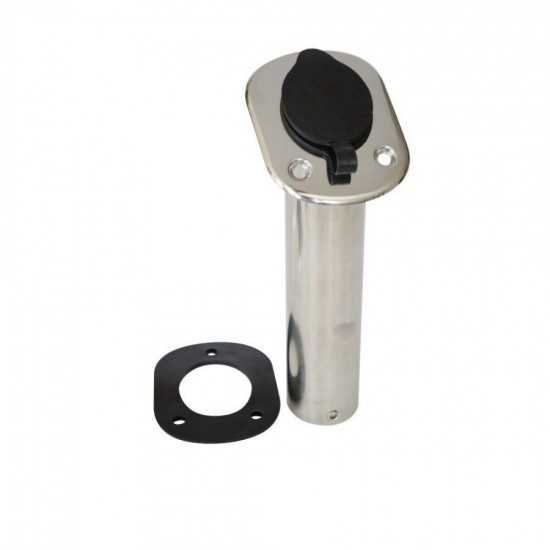 Marine Grade 304 Stainless Steel Flush Mount Rod Holder with PVC Liner and Cap for Marine Boat Yacht