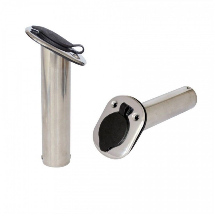 SLT Stainless Steel Flush Mount Rod Holder with PVC Liner and Cap