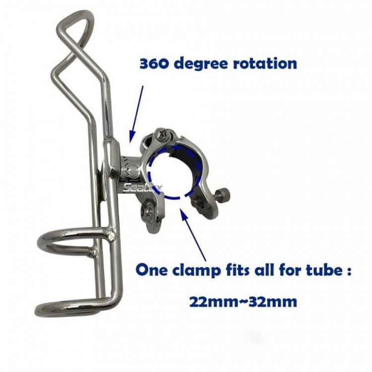 SLT Stainless Steel Fishing Rod Holder with Universal Clamp