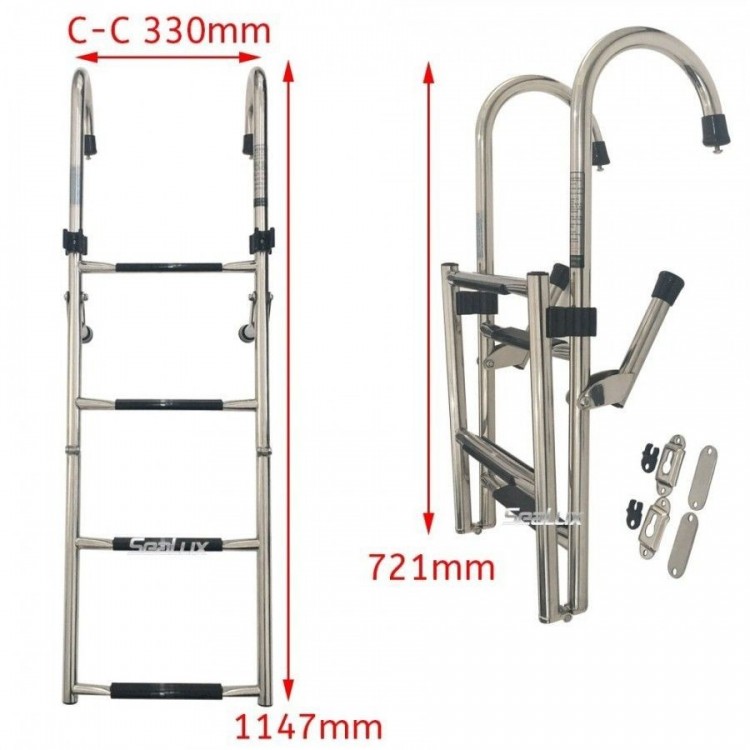 SLT 2+2 Steps Stainless Steel Folding Ladder with Handle SLT - 6