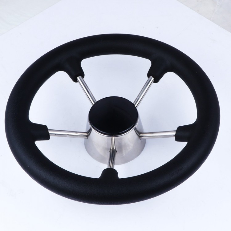 HMI 5 Spoke 11" Stainless Steel Black Boat Steering Wheel