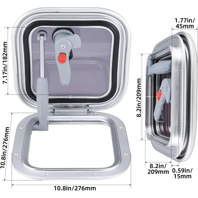 HMI 10.8" Marine Hatch - Aluminum & Tinted Glass