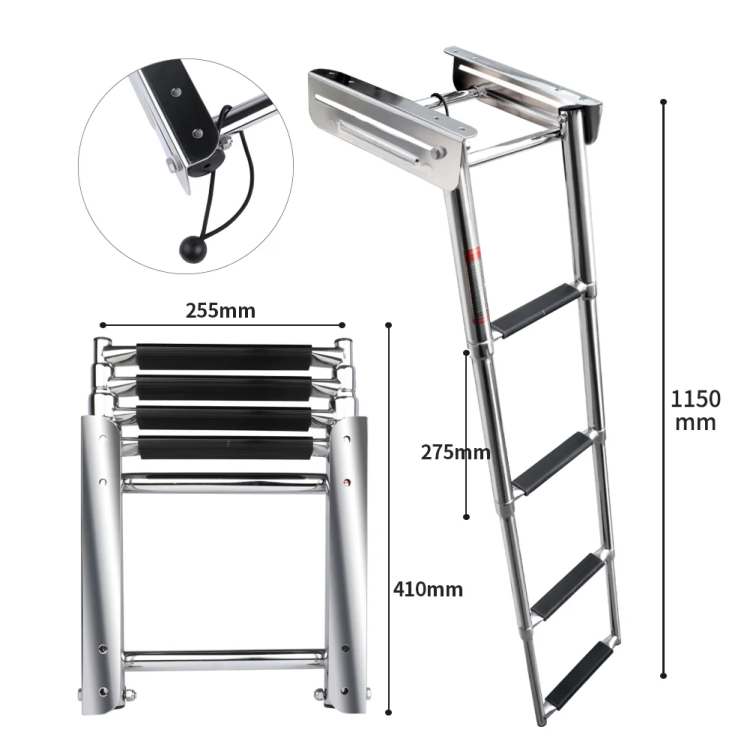 HMI 4-Step 316 Stainless Steel Telescoping Boat Ladder