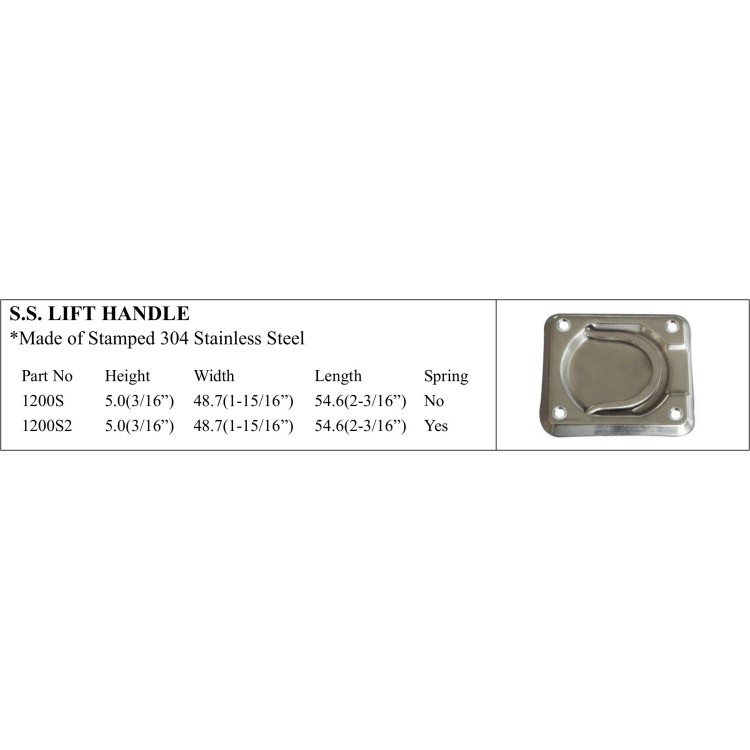 S.S. Lift Handle in 304 Stainless Steel for marine use
