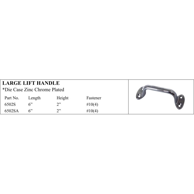 Large Lift Handle - Zinc Chrome Plated 6" x 2"