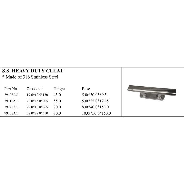 S.S. Heavy Duty Cleat in 316 Stainless Steel