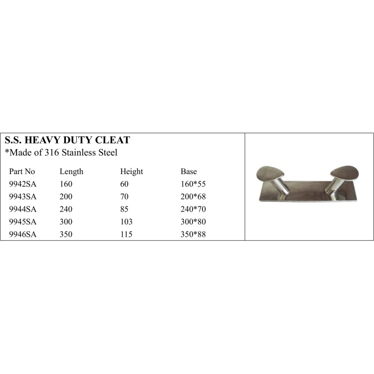 S.S. Heavy Duty Cleat - 316 Stainless Steel