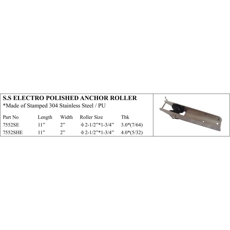S.S. Electro Polished Anchor Roller in stainless steel