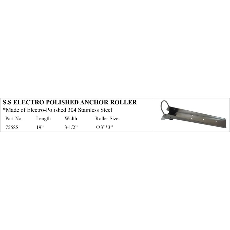 S.S. Electro Polished Anchor Roller, 304 Stainless Steel