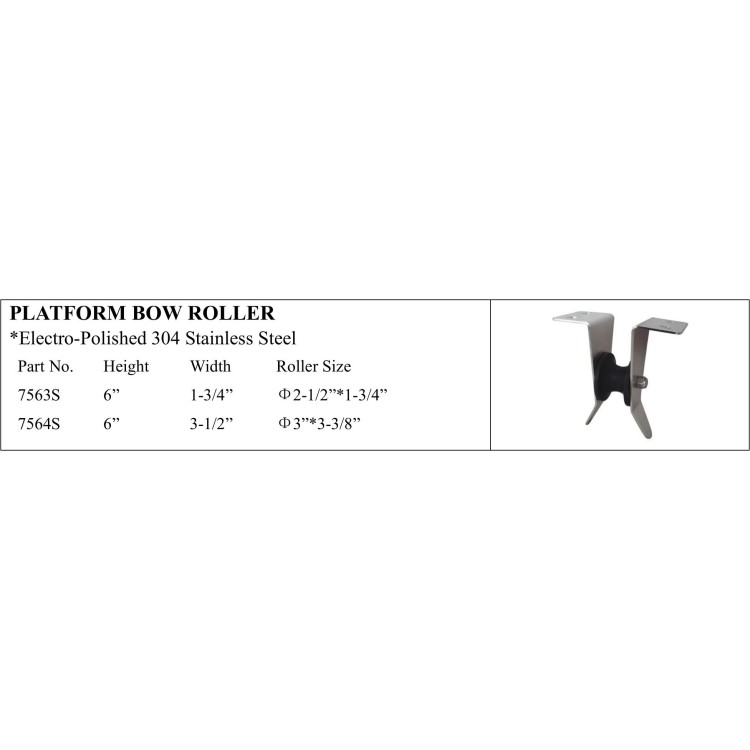 Platform Bow Roller - Electro-Polished Stainless Steel