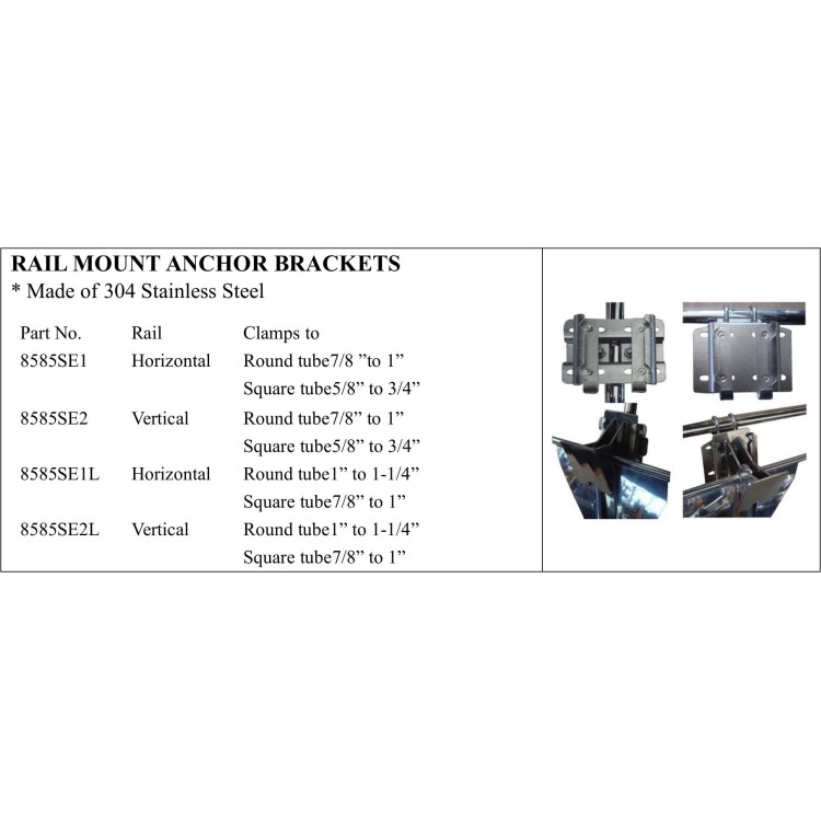 Rail Mount Anchor Brackets in Stainless Steel