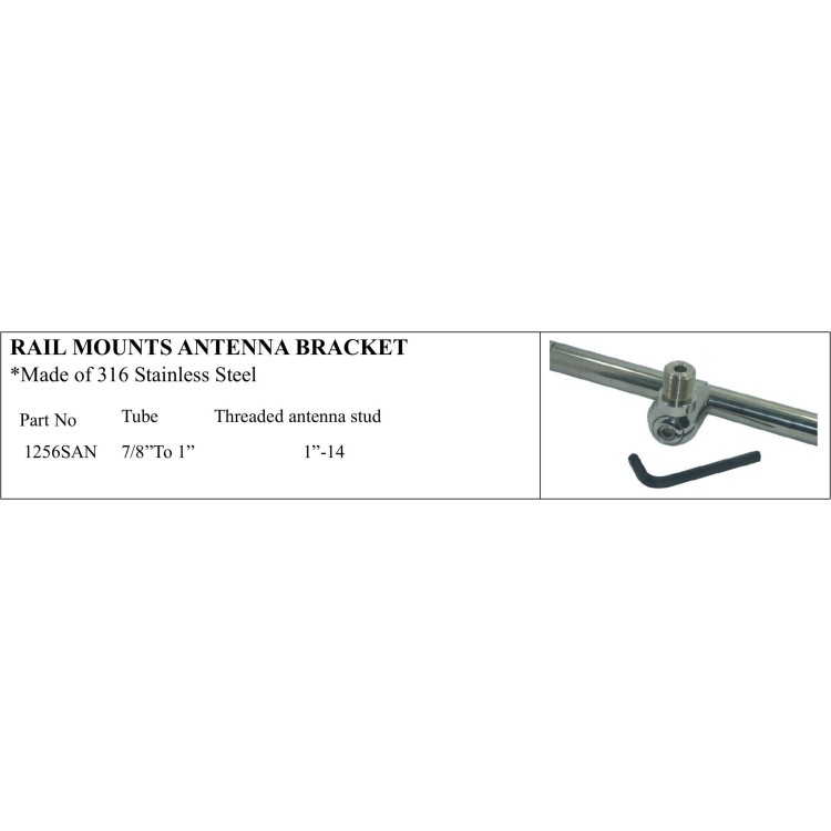 Rail Mounts Antenna Bracket - 316 Stainless Steel