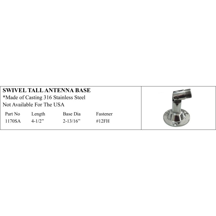 Swivel Tall Antenna Base - Stainless Steel
