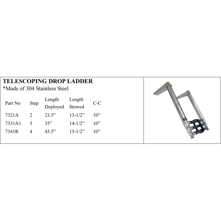 Stainless Steel Telescoping Drop Ladder for Marine Use