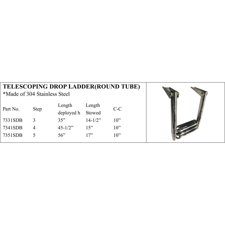Telescoping Drop Ladder in Stainless Steel