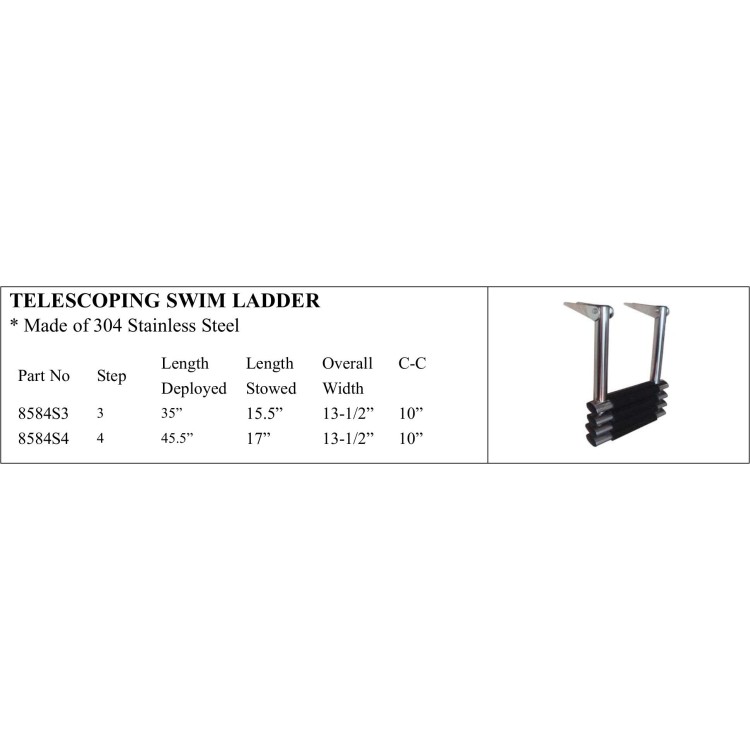 Telescoping Swim Ladder - 304 Stainless Steel