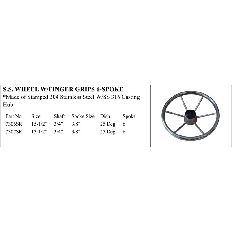 S.S. Wheel W/finger Grips - 6-Spoke Design