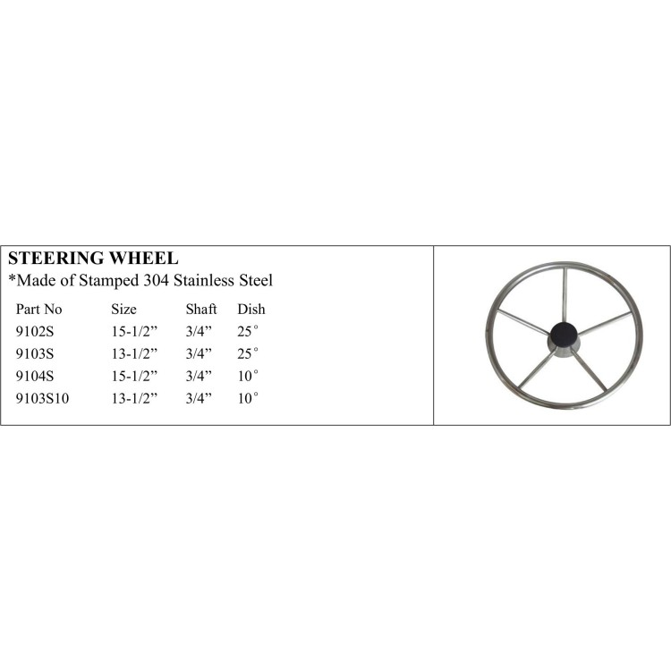 Stamped 304 Stainless Steel Marine Steering Wheel