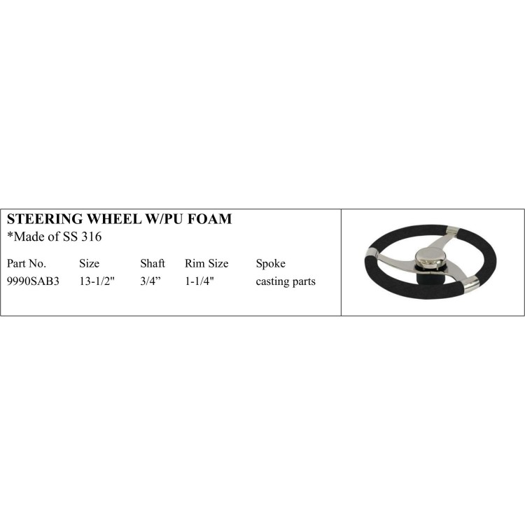 High-quality SS 316 Steering Wheel with PU Foam