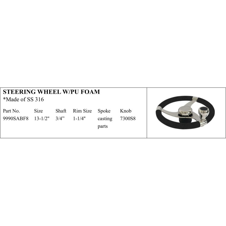 Stainless Steel Steering Wheel with PU Foam