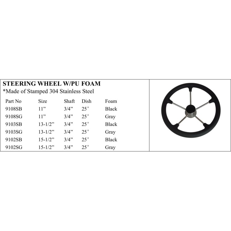 Stamped Stainless Steel Steering Wheel with PU Foam