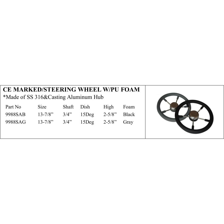 CE Marked Steering Wheel with PU Foam, Marine-Grade