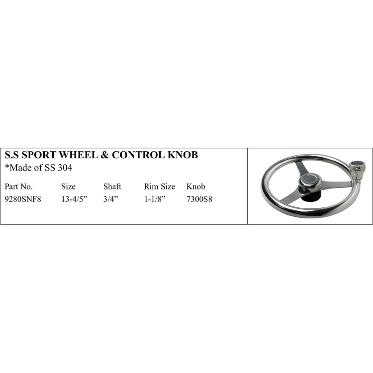 S.S. Sport Wheel & Control Knob - Marine Quality