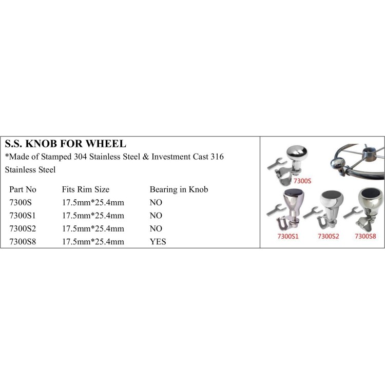 S.S. Knob for Wheel - Durable Marine Quality