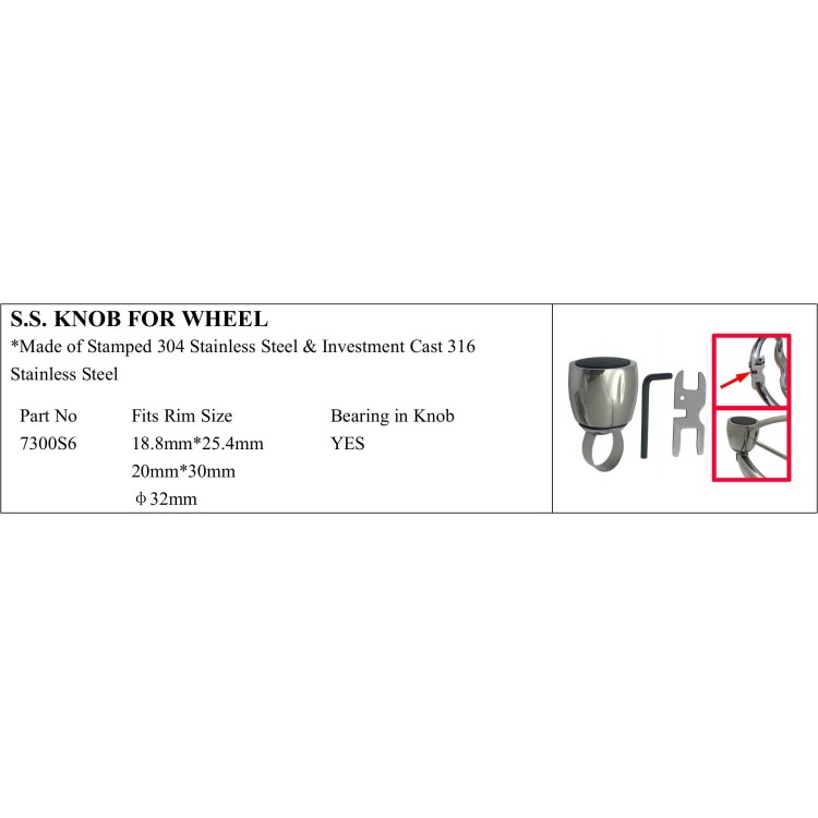 S.S. Knob for Wheel in Stainless Steel