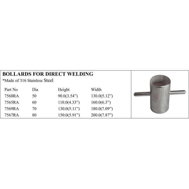 316 Stainless Steel Bollards for Direct Welding