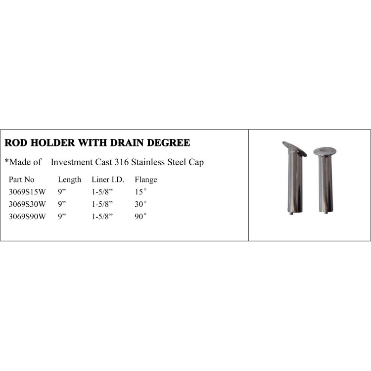 Rod Holder with Drain in Stainless Steel