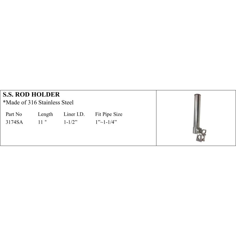 S.S. Rod Holder - 316 Stainless Steel, Marine Use