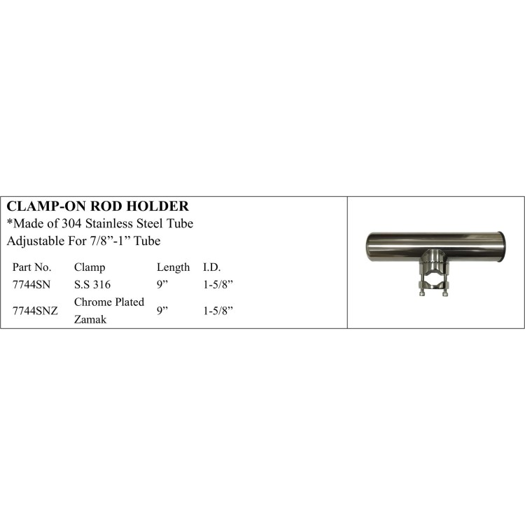 Clamp-on Rod Holder with Adjustable Stainless Steel Tube