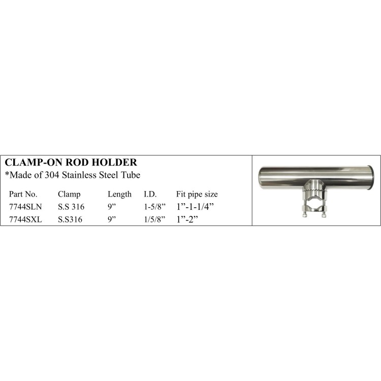 Clamp-on Rod Holder made of 304 Stainless Steel